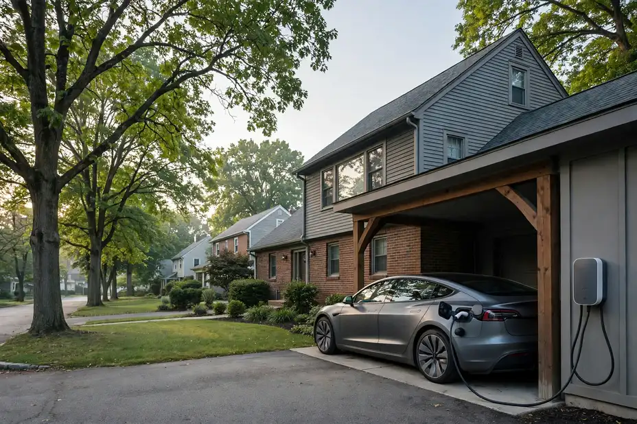 Home EV charger installed in a Allentown garage