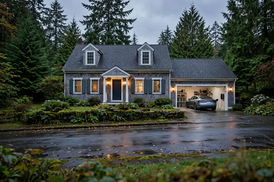 Home EV charger installed in a Bellingham garage