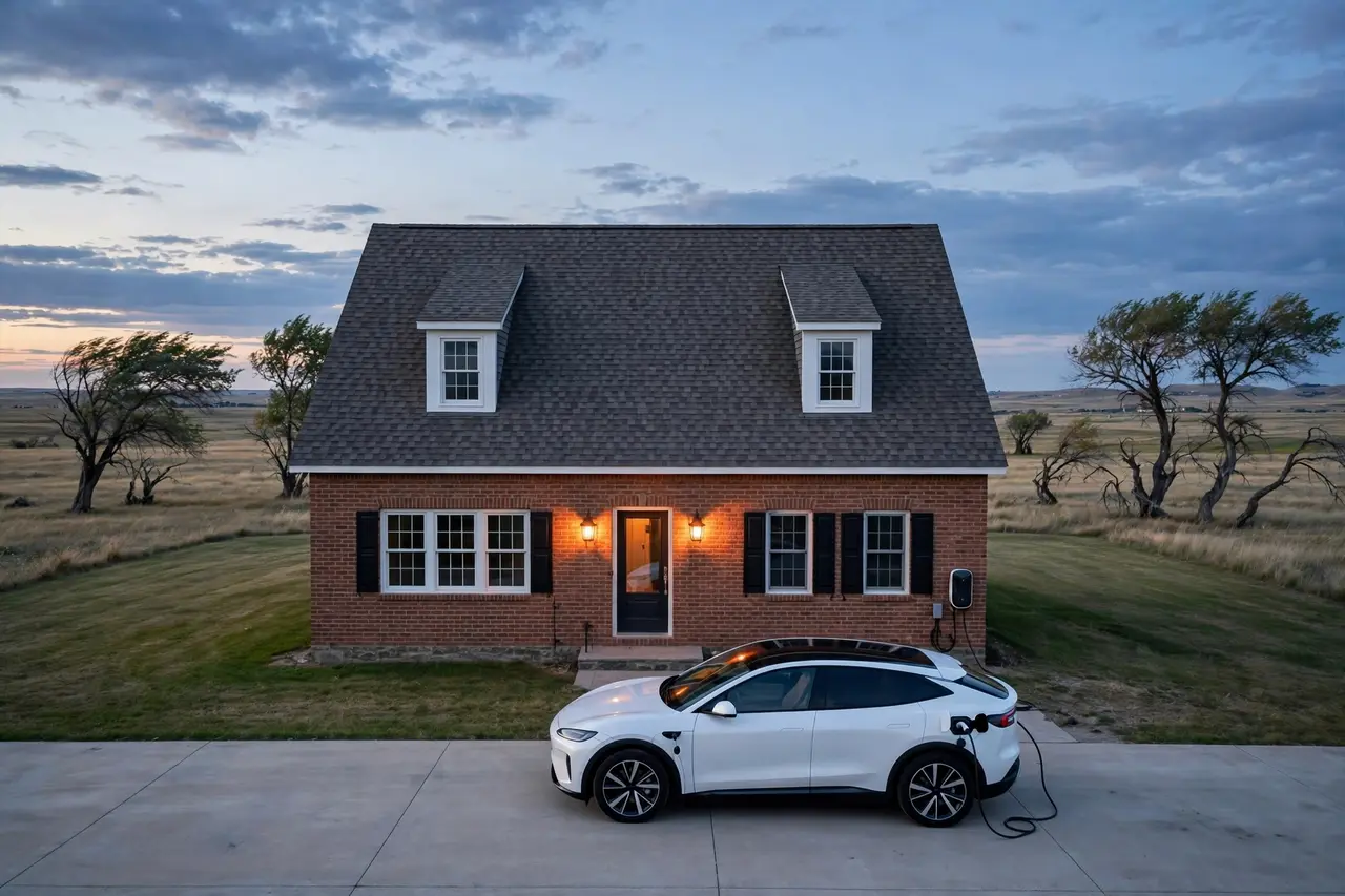 Home EV charger installed in a Bismarck garage