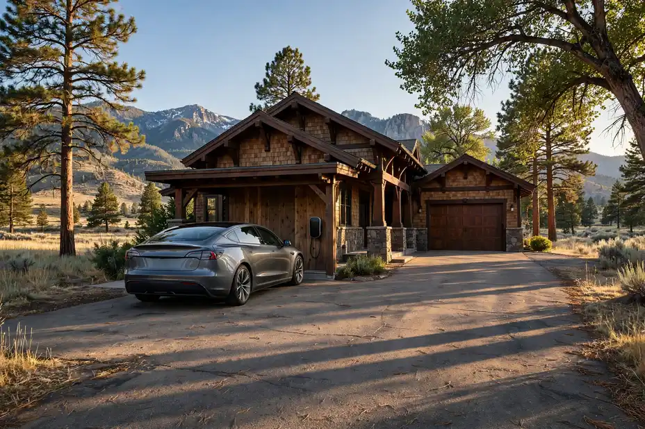 Home EV charger installed in a Casper garage