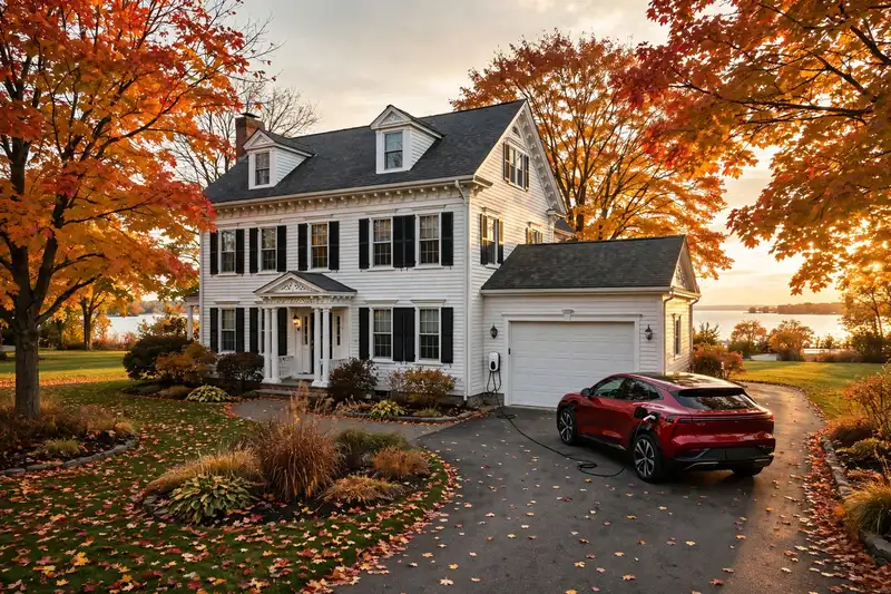 Home EV charger installed in a Cleveland garage