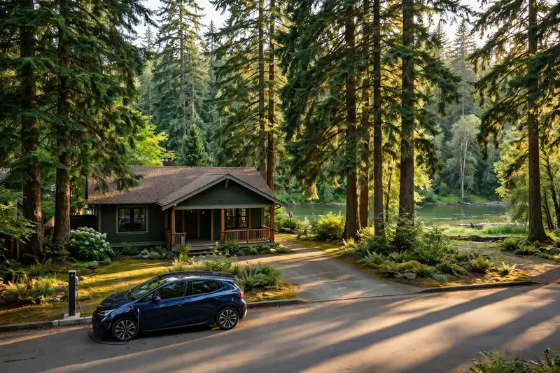 Home EV charger installed in a Eugene garage