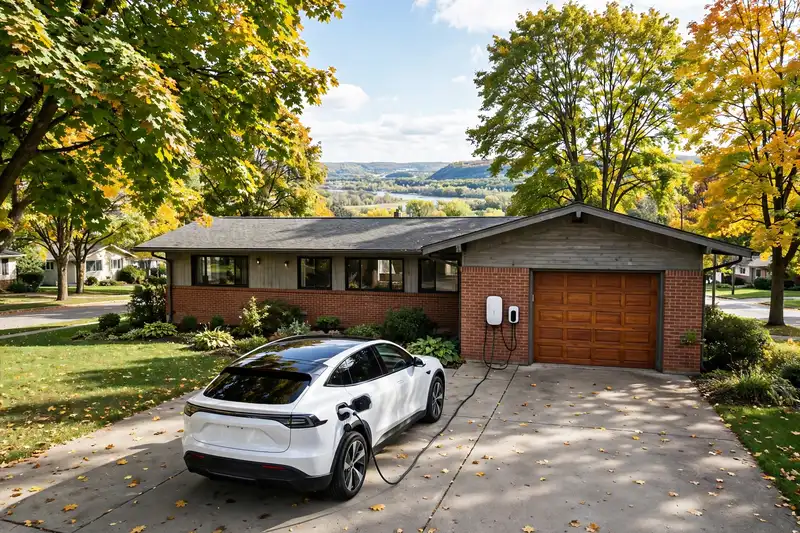 Home EV charger installed in a Grand Rapids garage