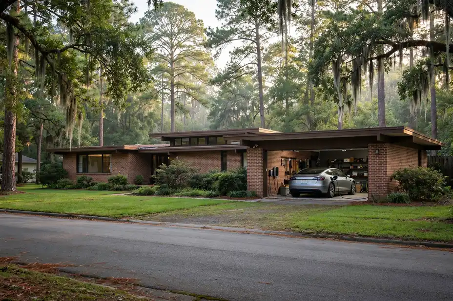 Home EV charger installed in a Gulfport garage