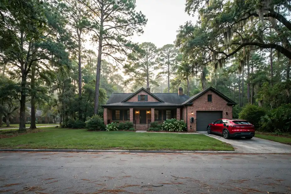 Home EV charger installed in a Hattiesburg garage