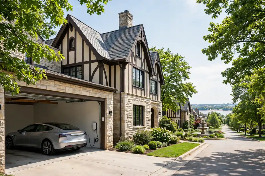 Home EV charger installed in a Kansas City garage