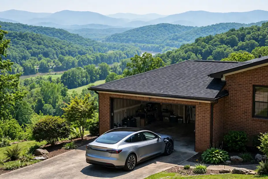Home EV charger installed in a Knoxville garage