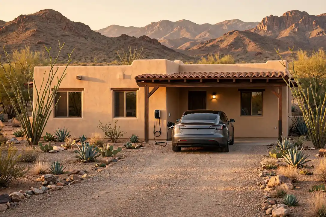 Home EV charger installed in a Las Cruces garage