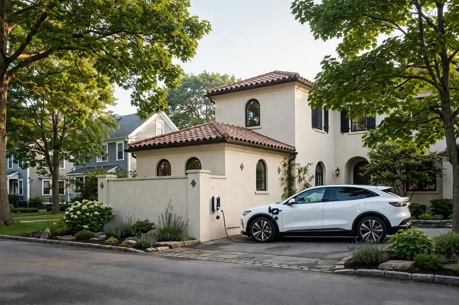 Home EV charger installed in a Portsmouth garage