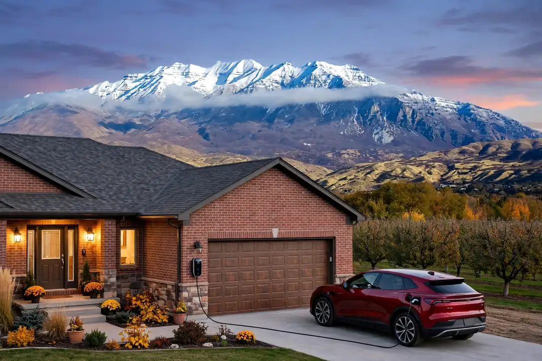 Home EV charger installed in a Provo garage