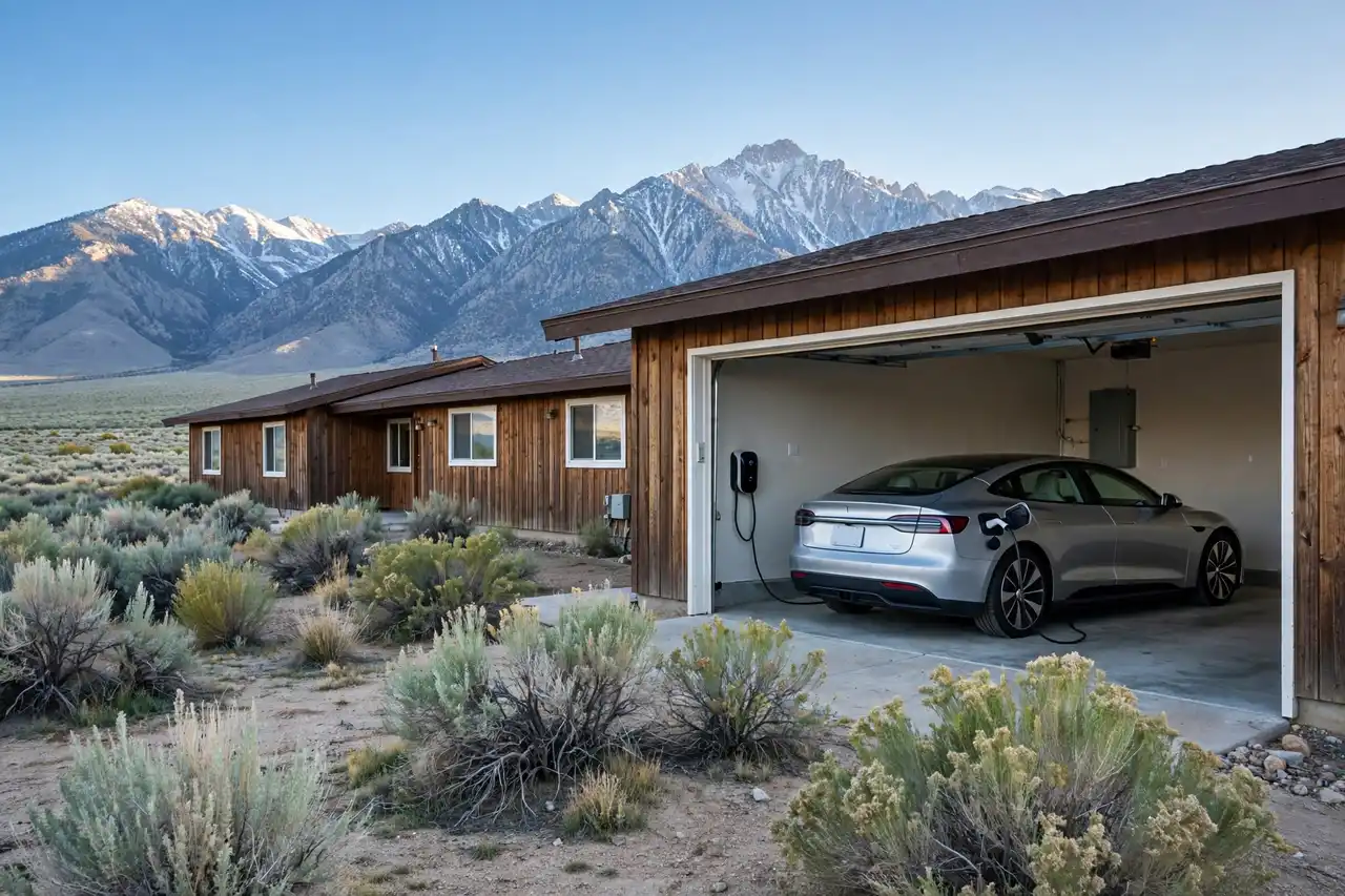 Home EV charger installed in a Reno garage