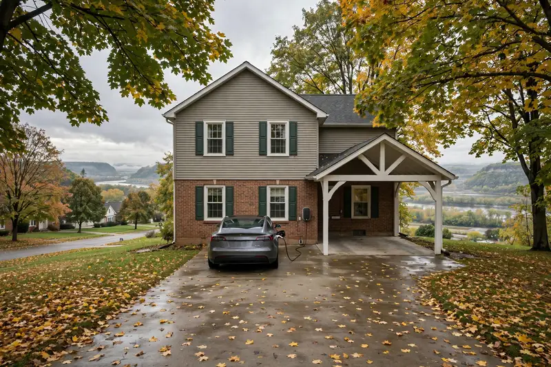 Home EV charger installed in a Rockford garage