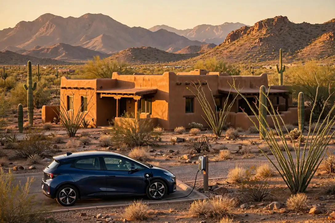 Home EV charger installed in a Tucson garage