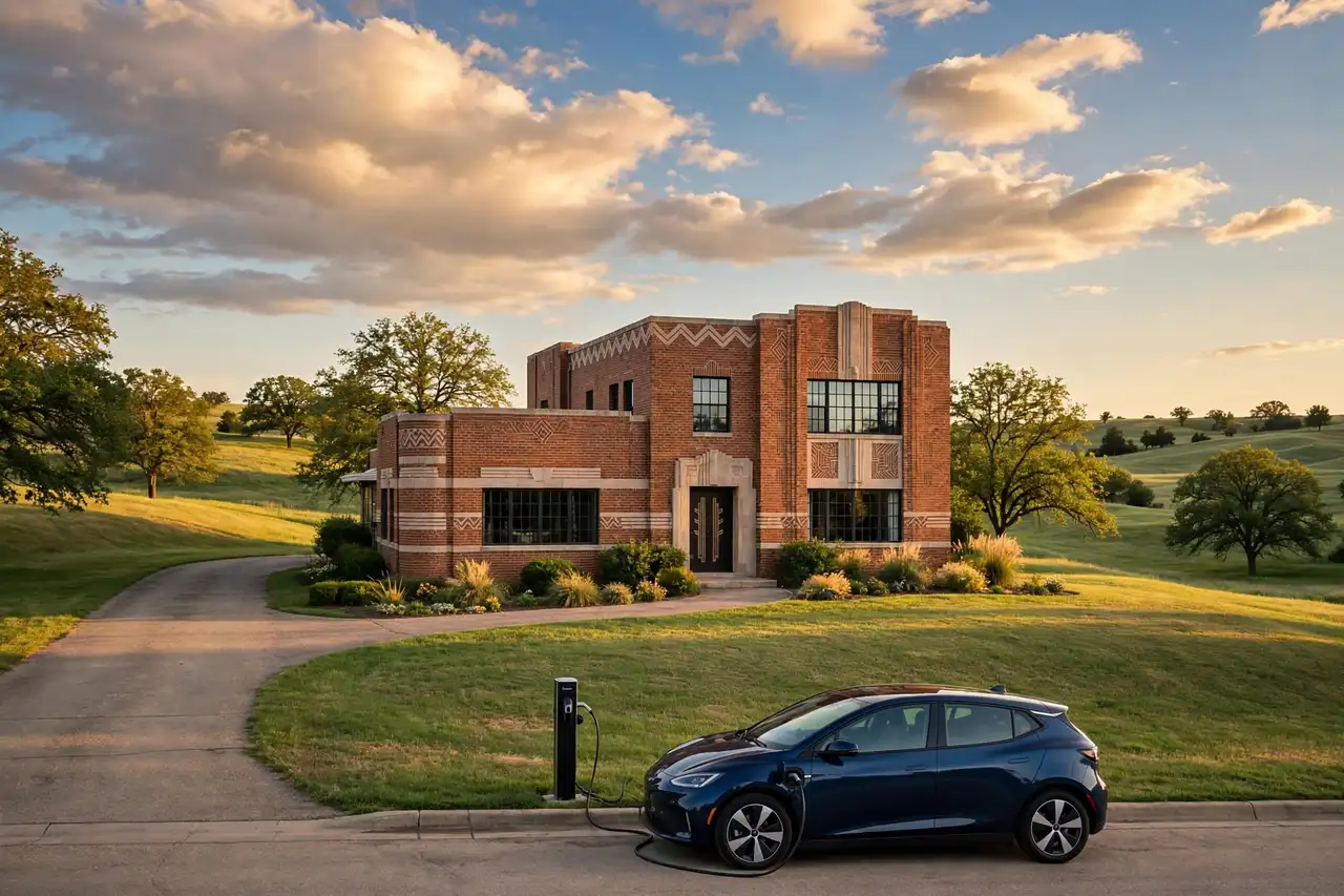 Home EV charger installed in a Tulsa garage